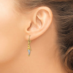 14K and White Rhodium Brushed & Polished Mermaid Earrings