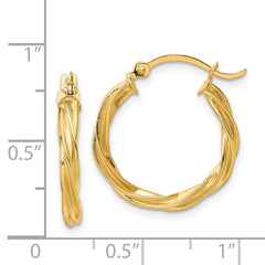 14K Polished Twisted 2.5mm Hoop Earrings - 3