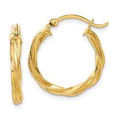 14K Polished Twisted 2.5mm Hoop Earrings - 3