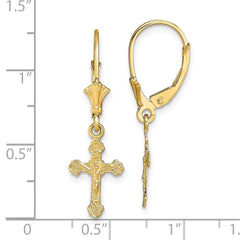 14k Crucifix Leverback Earrings