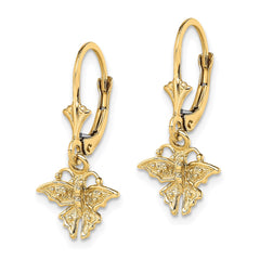 14K Mini Butterfly Leverback Earrings