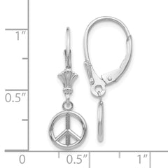 14K White Gold 3-D Peace Symbol Leverback Earrings - 2