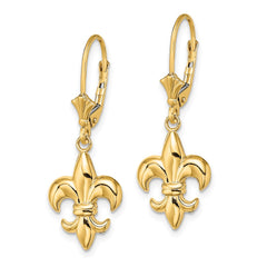 14K Small Fleur-de-Lis Leverback EARRINGS