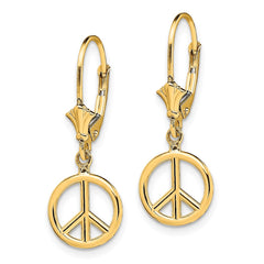 14K 3-D Peace Symbol Leverback Earrings - 2