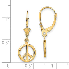 14K 3-D Peace Symbol Leverback Earrings - 2
