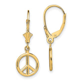 14K 3-D Peace Symbol Leverback Earrings - 2