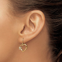 14K w/ Enamel Cross Heart Dangle Earrings