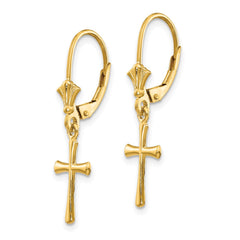 14k Polished Cross Leverback Earrings - 2
