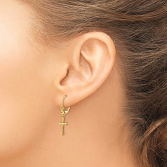 14k Polished Cross Leverback Earrings - 2