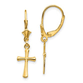 14k Polished Cross Leverback Earrings - 2