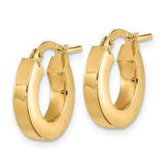 14k Polished 3mm Square Tube Hoop Earrings - 2