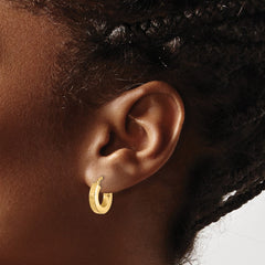 14k Polished 3mm Square Tube Hoop Earrings - 2