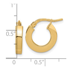 14k Polished 3mm Square Tube Hoop Earrings - 2