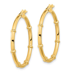 14K Polished and Fancy Hoop Earrings - 2