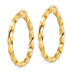 14K Polished Twisted Hoop Earrings - 2