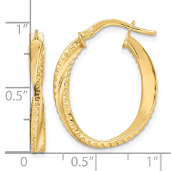 14K Polished Twisted Oval Hoop Earrings - 4