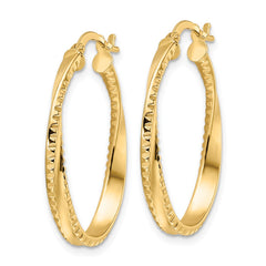 14K Polished Twisted Oval Hoop Earrings - 3