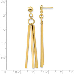 14K Polished 3 Bar Post Dangle Earrings