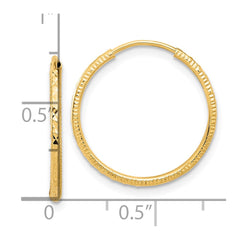 14k D/C 1.50mm Endless Hoop Earrings - 5