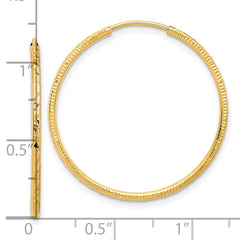 14k D/C 1.50mm Endless Hoop Earrings - 6