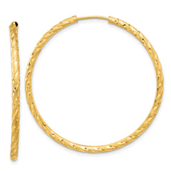 14k Polished and Satin D/C 2.00mm Endless Hoop Earrings