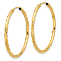 14k Polished and Satin D/C 2.00mm Endless Hoop Earrings - 3