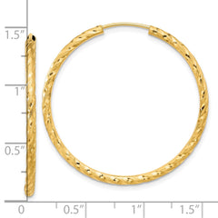 14k Polished and Satin D/C 2.00mm Endless Hoop Earrings - 3
