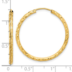 14k Polished and Satin D/C 2.00mm Endless Hoop Earrings - 2