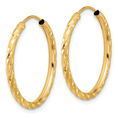 14k Polished and Satin D/C 2.00mm Endless Hoop Earrings - 6