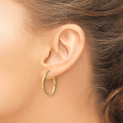14k Polished and Satin D/C 2.00mm Endless Hoop Earrings - 6