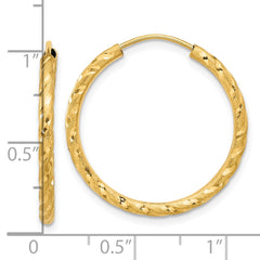 14k Polished and Satin D/C 2.00mm Endless Hoop Earrings - 6