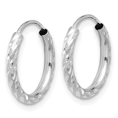14k White Gold Polished and Satin D/C 2.00mm Endless Hoop Earrings - 3