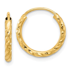 14k Polished and Satin D/C 2.00mm Endless Hoop Earrings - 4