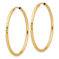 14k Polished and Satin D/C 2.00mm Endless Hoop Earrings - 7