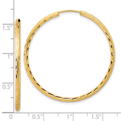 14k Polished and Satin D/C 2.00mm Endless Hoop Earrings - 7