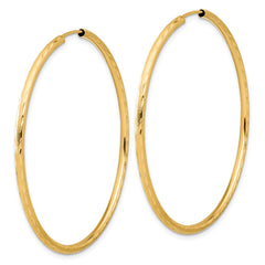 14k Polished and Satin D/C 2.00mm Endless Hoop Earrings - 8