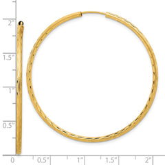14k Polished and Satin D/C 2.00mm Endless Hoop Earrings - 8