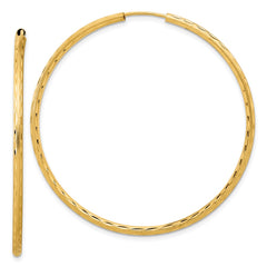 14k Polished and Satin D/C 2.00mm Endless Hoop Earrings - 8