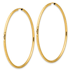 14k Polished and Satin D/C 2.00mm Endless Hoop Earrings - 5