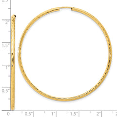 14k Polished and Satin D/C 2.00mm Endless Hoop Earrings - 5