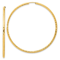 14k Polished and Satin D/C 2.00mm Endless Hoop Earrings - 5