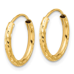 14k Polished and Satin D/C 2.00mm Endless Hoop Earrings - 9