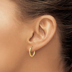 14k Polished and Satin D/C 2.00mm Endless Hoop Earrings - 9