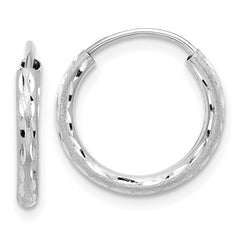 14k White Gold Polished and Satin D/C 2.00mm Endless Hoop Earrings - 2
