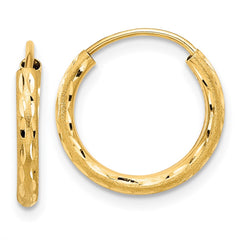 14k Polished and Satin D/C 2.00mm Endless Hoop Earrings - 9