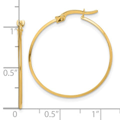 14K Polished Knife Edge Hoop Earrings - 2