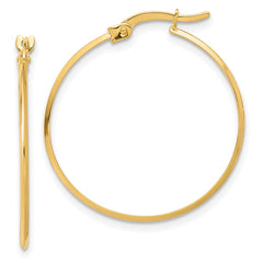 14K Polished Knife Edge Hoop Earrings - 2
