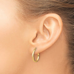14K Polished and Diamond-cut Knife Edge Hoop Earrings - 2