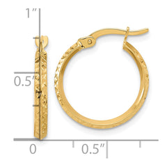 14K Polished and Diamond-cut Knife Edge Hoop Earrings - 2