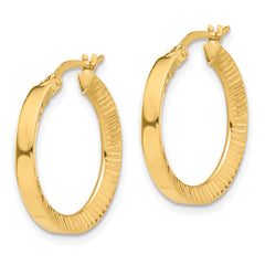14K Polished and Diamond-cut Hoop Earrings - 6